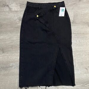 Black Denim Midi Skirt